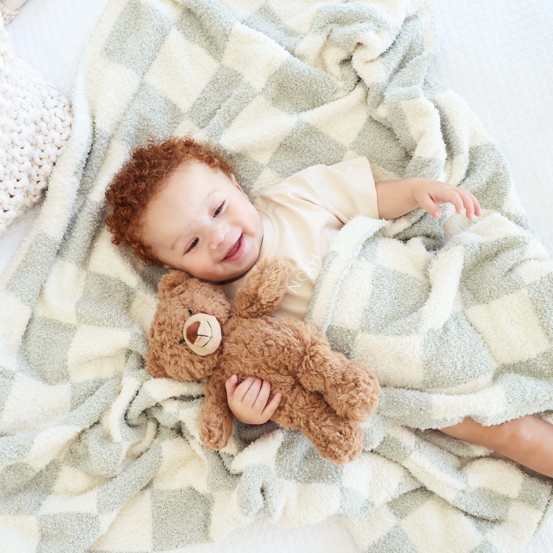 Caden Lane - Wholesale Bedding Blanket - Kids & Baby - CuddleLane™ Luxe Blankets | Sage Check2