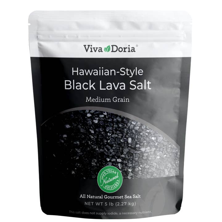 VIVA DORIA INC. - Wholesale Salt - Hawaiian Black Lava Sea Salt, Medium Grain, 5 lb