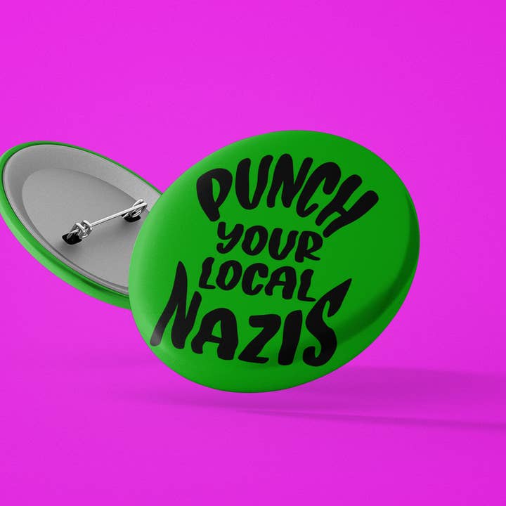 The Witch Crafter - Wholesale Lapel Pin/Button - punch your local n*zis/green/orange/purple 1.5inch buttons2