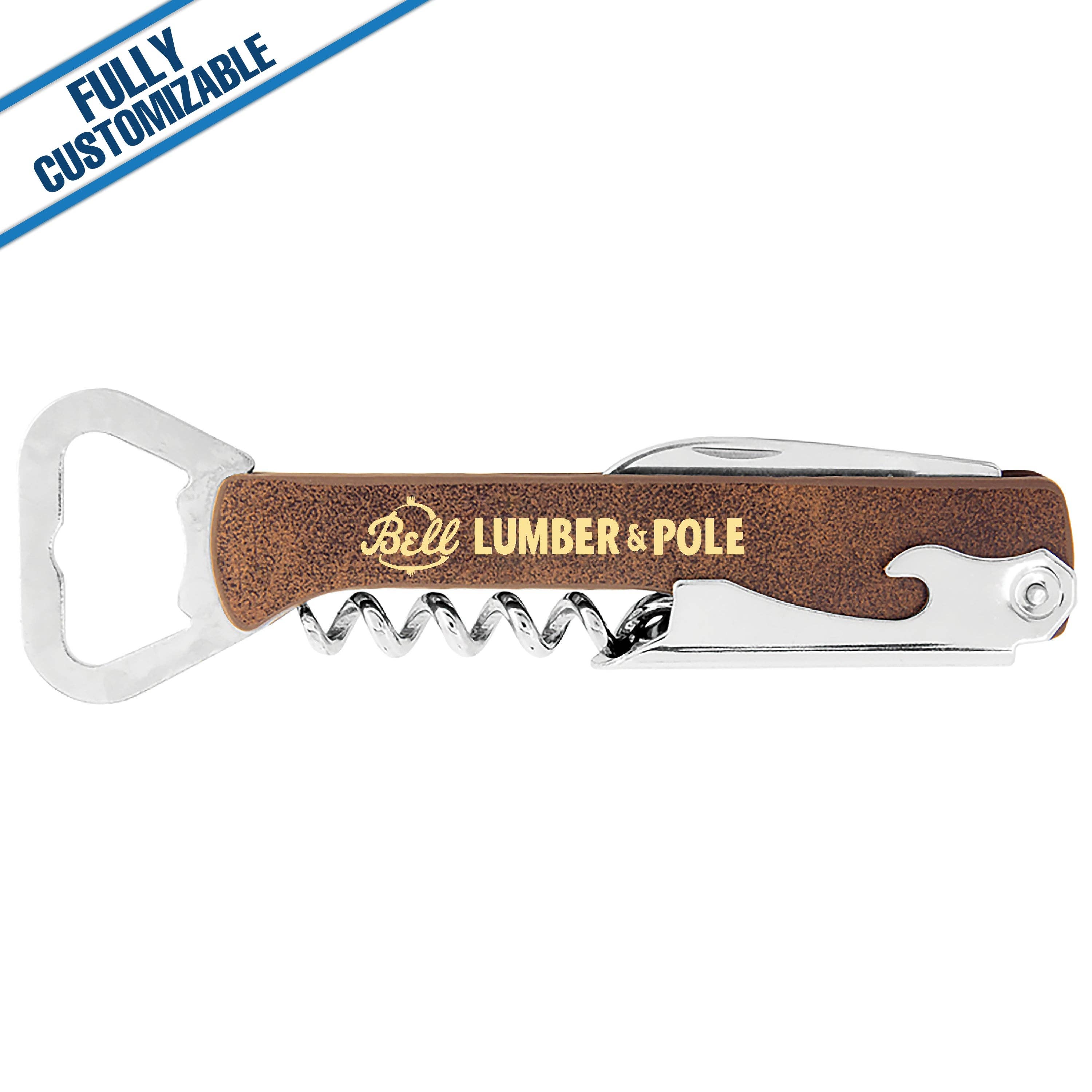 GiftWorksPlus - Vente Ouvre-bouteille/tire-bouchon - Ouvre-bouteille/ouvre-bouteille en similicuir gravé - Entièrement personnalisable8