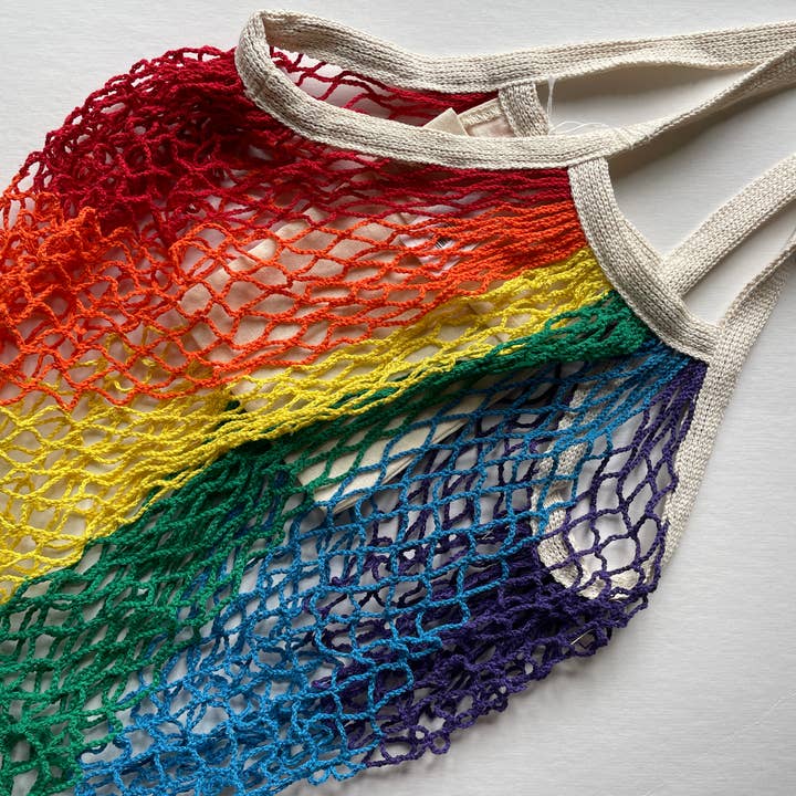 Indie South - Wholesale Grocery/Shopping Bag - Eco friendly Cotton Rainbow String Bag