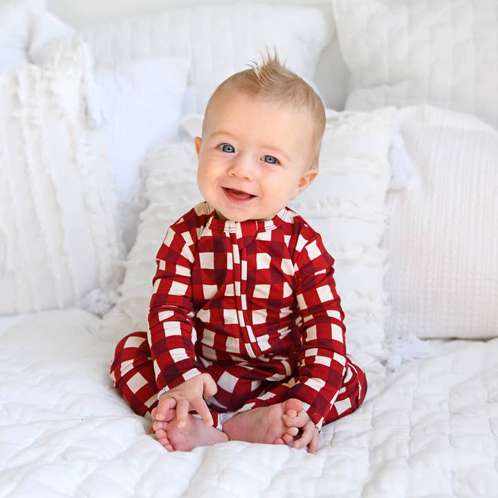 Gigi and Max - Wholesale Jumpsuit – Baby - Emery Plaid ZIP Christmas Bamboo Baby One Piece Outfit15