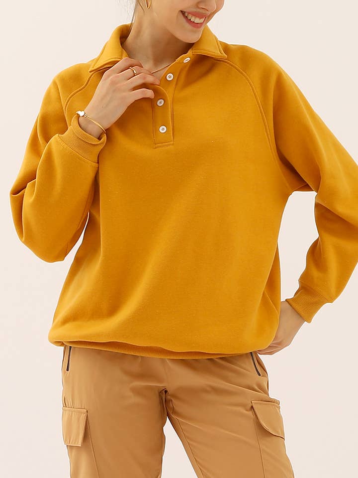 CWTTL906-P_PLUS SIZE BUTTON COLLAR RAGLAN SLEEVE SWEATSHIRT for wholesale by NINEXIS