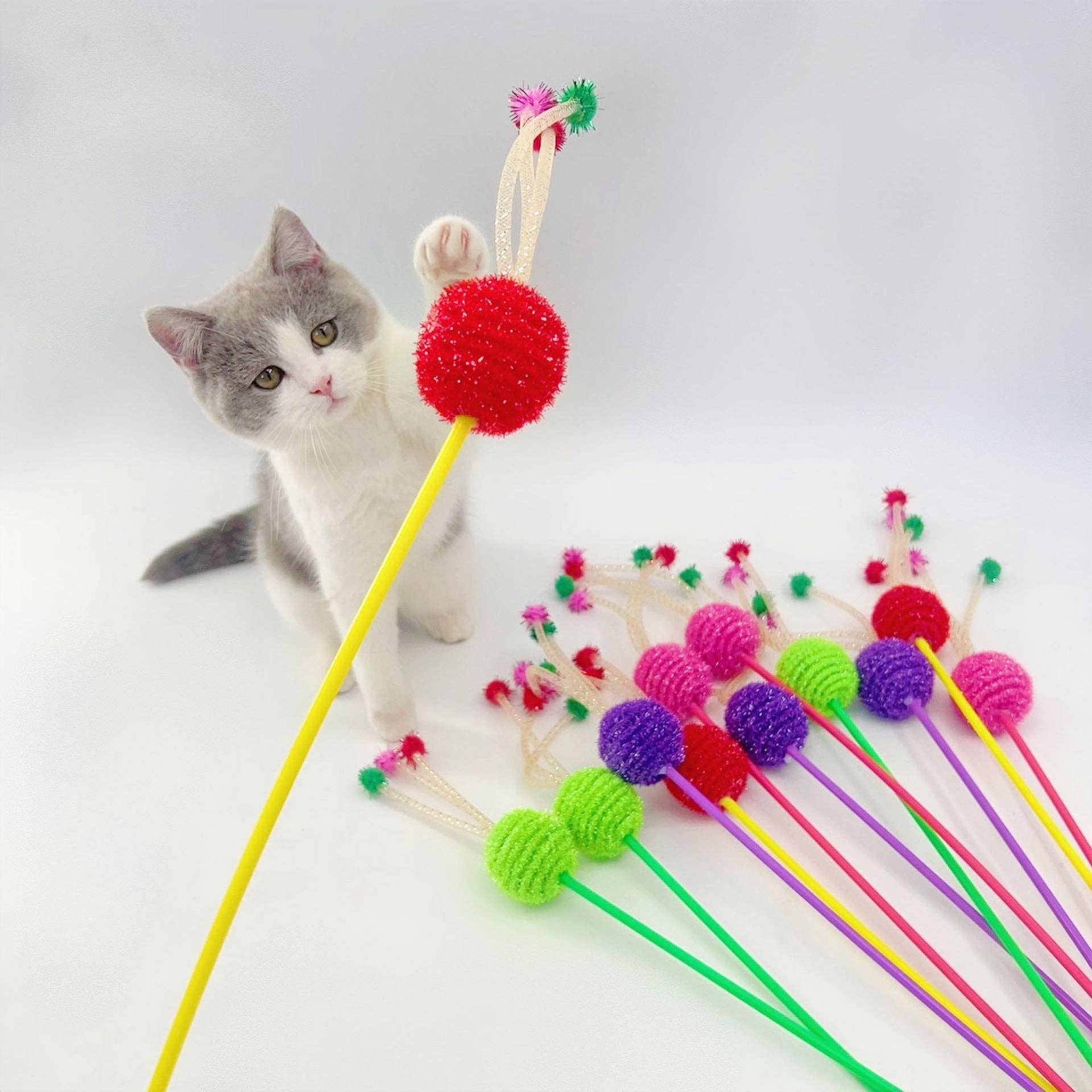 Cheerhunting - Wholesale Pet Toy - Cat - Moo - Colorful Ball Cat Teaser Wand6