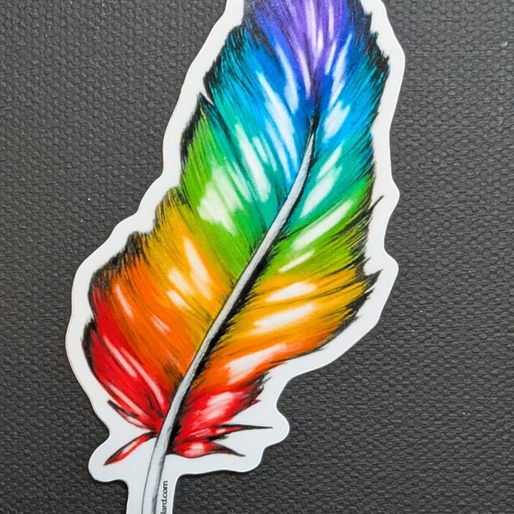 Rainbow Feather Sticker for wholesale by Rainbow Willard Studio