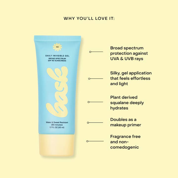 Bask Sunscreen - Wholesale Sunscreen - Bask SPF 40 Daily Invisible Gel Sunscreen