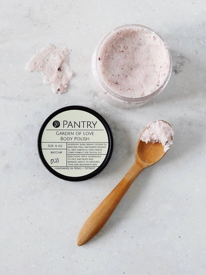 Kærlighedens Have - Blomster Kropspolering Sommerblomst Sukker Skrub for engroshandel hos Pantry Products - Skin, Body, + Wellness