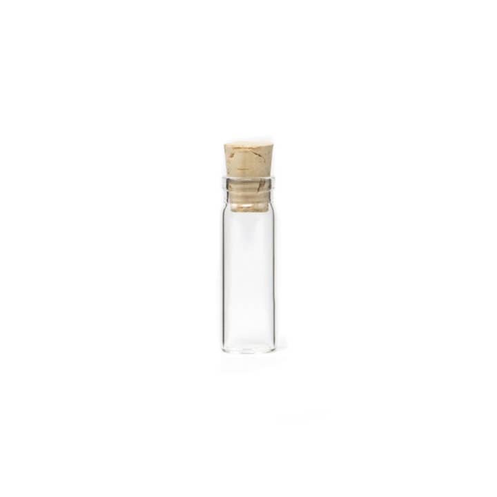 1 Dram Clear Glass Patent Lip Vial With Cork for wholesale by TC Supplies