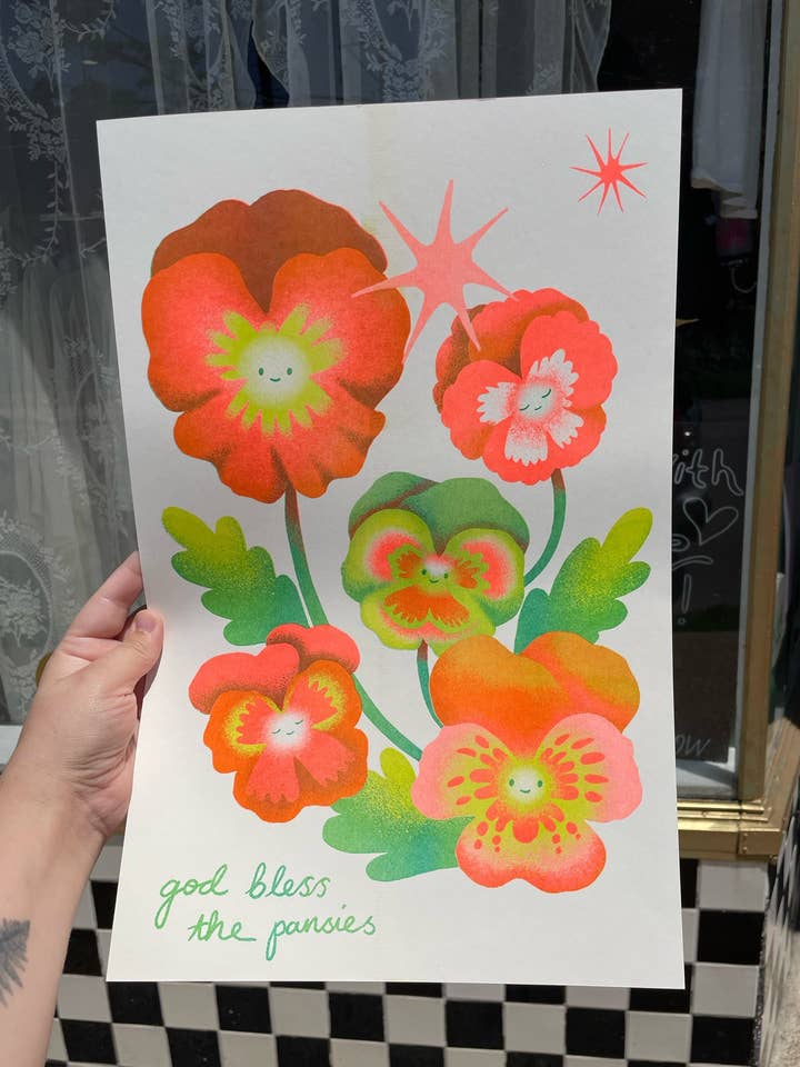 god bless the Pansies! for wholesale by swan meadow