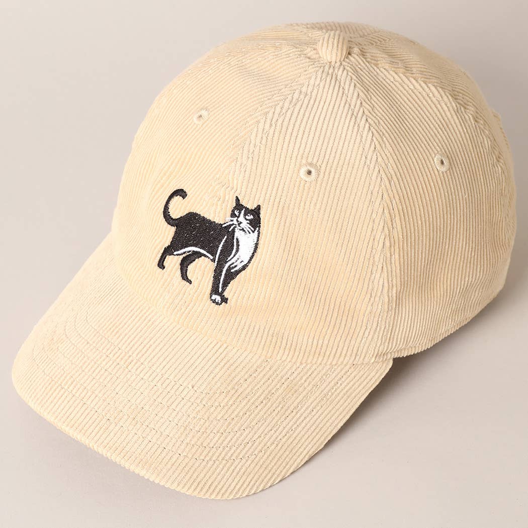 Fashion City - Vente Casquette de baseball – unisexe - Casquette baseball en velours côtelé brodée chat smoking8