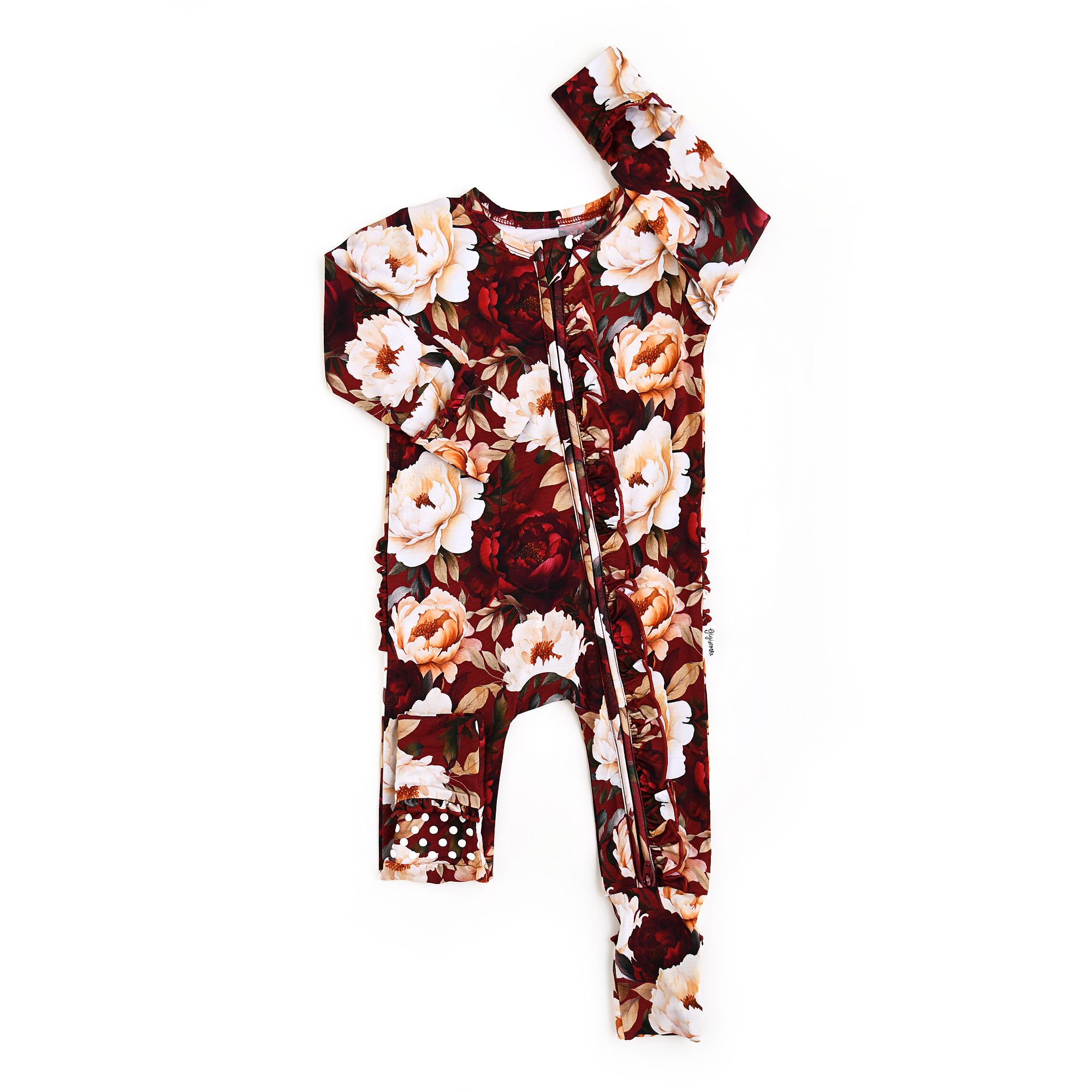 Gigi and Max - Wholesale Jumpsuit - Baby - Maya RUFFLE ZIP Bamboo One Piece Floral Baby Clothing0