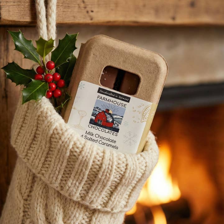 4 Piece Milk Chocolate Covered Salted Caramels for wholesale by Farmhouse Chocolates