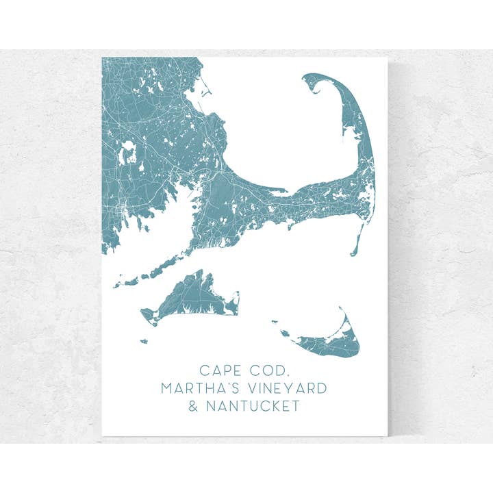 Maps As Art - Wholesale Art Print - Cape Cod, Nantucket, Martha's Vineyard Island Map Art Print7