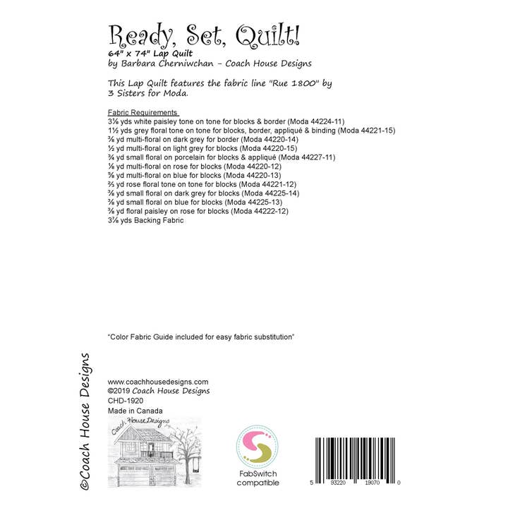 Coach House Designs - Wholesale Quilt - Ready, Set, Quilt! Quilt Pattern3