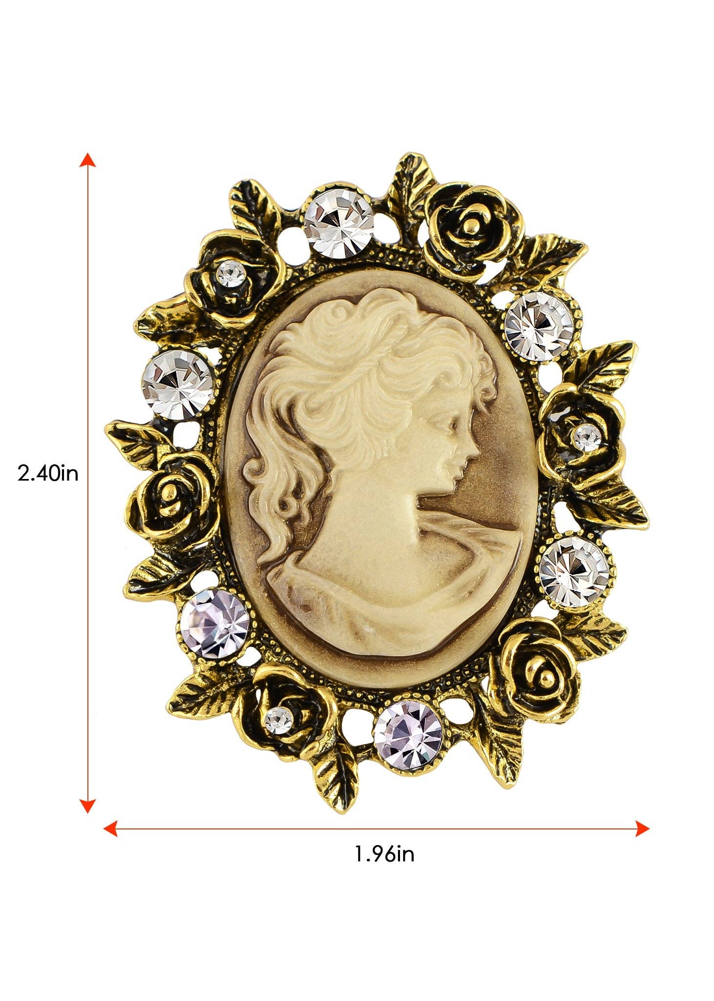 AK Brand - Wholesale Brooch - Vintage Victorian Cameo Brooch Maiden Flower Ribbon Bow33