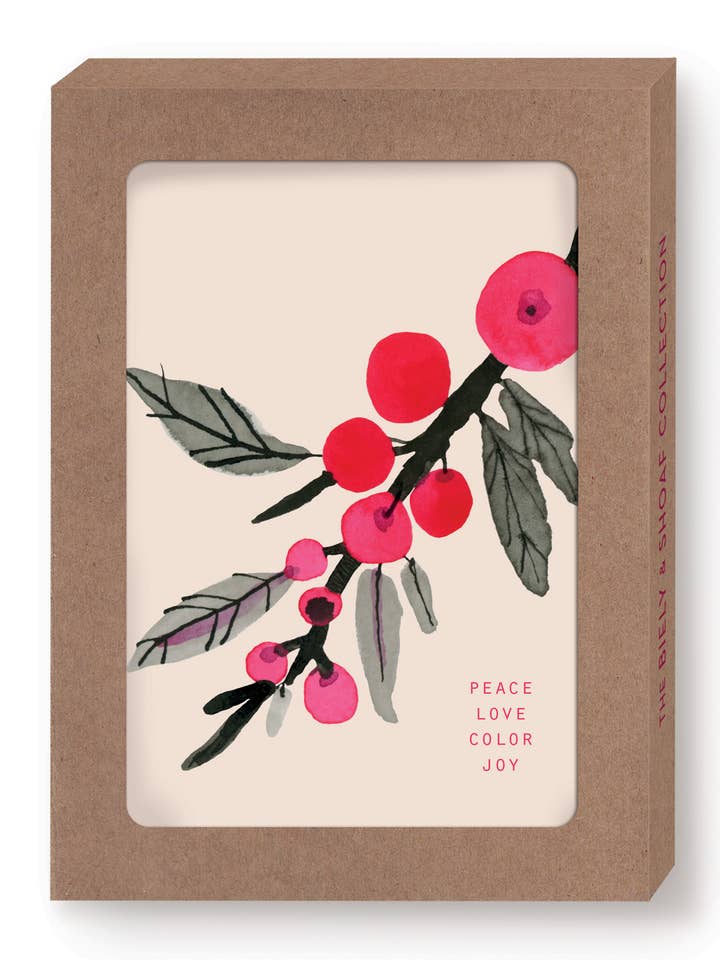 Peace Love Color Joy Boxed Holiday Cards - Set of 10 for wholesale by Biely & Shoaf