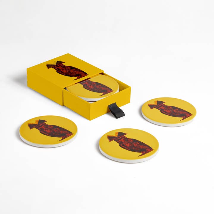 Gangzaï Design - Vente Sous-verre - Ensemble de 4 sous-verres en céramique Hibook0