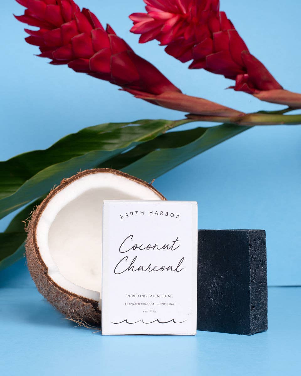 Earth Harbor Naturals - Wholesale Facial Cleanser - COCONUT CHARCOAL Facial Soap: Superfood Spirulina +Fruit Oil3