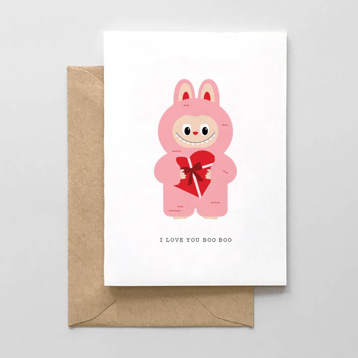 Ik hou van je Boo Boo (ROZE) - Valentijnskaart voor wholesale door Spaghetti & Meatballs