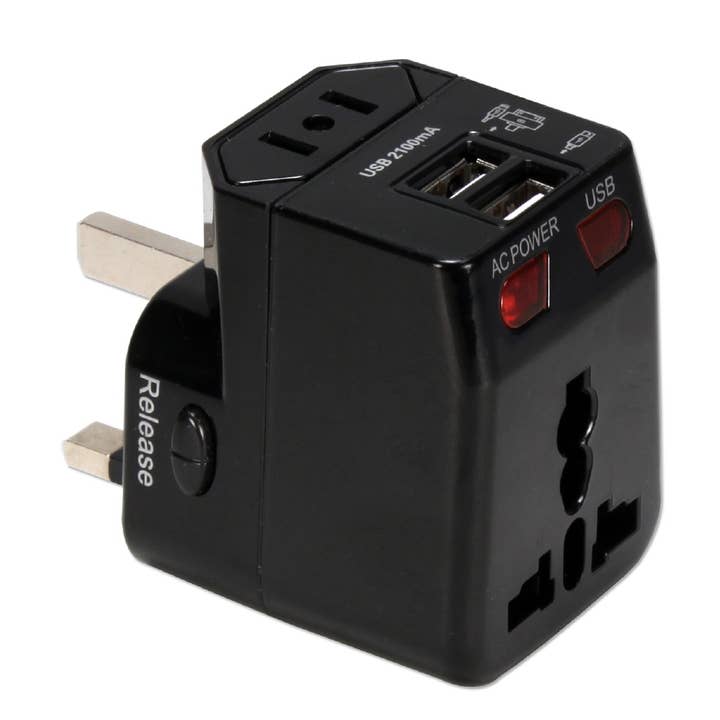 QVS Inc – wholesale Power adapter – Premium World Travel Power Adaptor with Surge Protection & 2