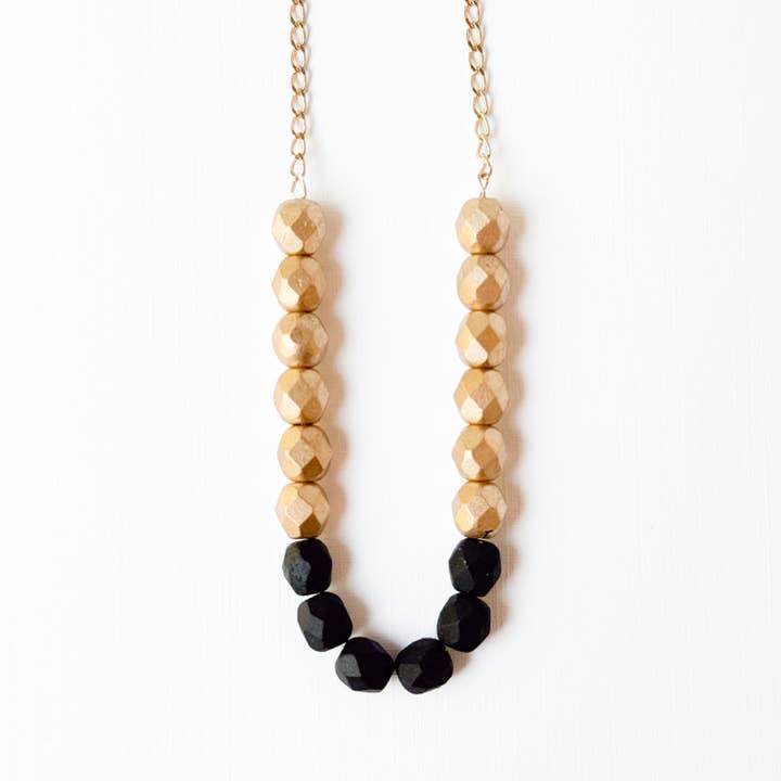 Nest Pretty Things - Wholesale Beaded/Pearl Necklace - Two-Tone Glass Bead Necklace on 24K Gold Chain- 12 colors15