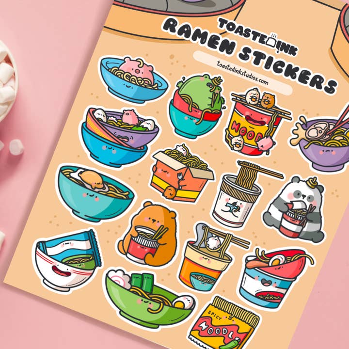 Toastedink – wholesale Sticker – Ramen Noodles Sticker Sheet | Cute Stickers2