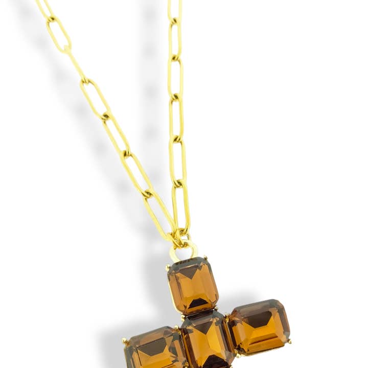 PENDENTE EM AÇO ZIRCONITE EM OURO CASTANHO por atacado de Mayachi