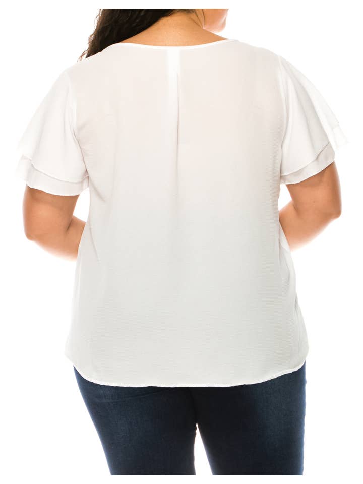 MOA COLLECTION - Wholesale Blouse - Women's - Women's Plus Size Short Sleeve Round Neck Blouse Top26