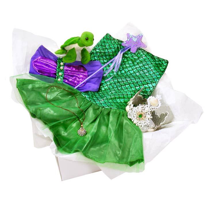Knotty Kid - Wholesale Costume – Child - Childrens Mermaid Costume Box with Dress Crown Turtle1