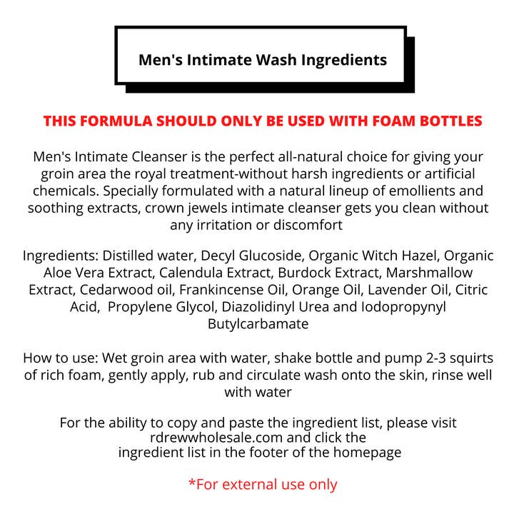 R. Drew Naturals, LLC - Wholesale Intieme reinigingsdoekjes - Bulkverpakking Crown Jewel's herenintiemreiniger1