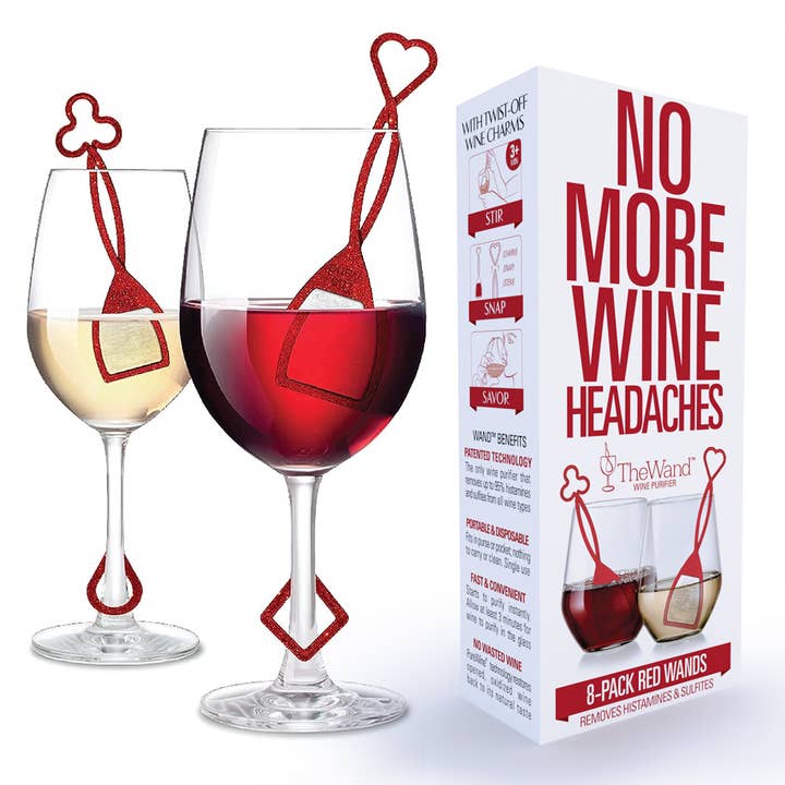 PureWine - Wholesale Wine Tool Set - The Wandâ„¢ Wine Purifier 8-Pack, Red