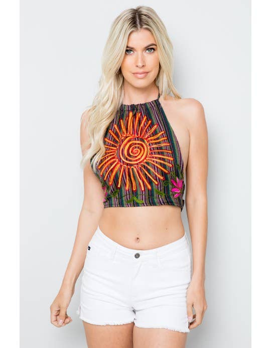 Kathmandu Imports - Wholesale Blouse - Dames - Crop Top met halterprint (KT-1289)5