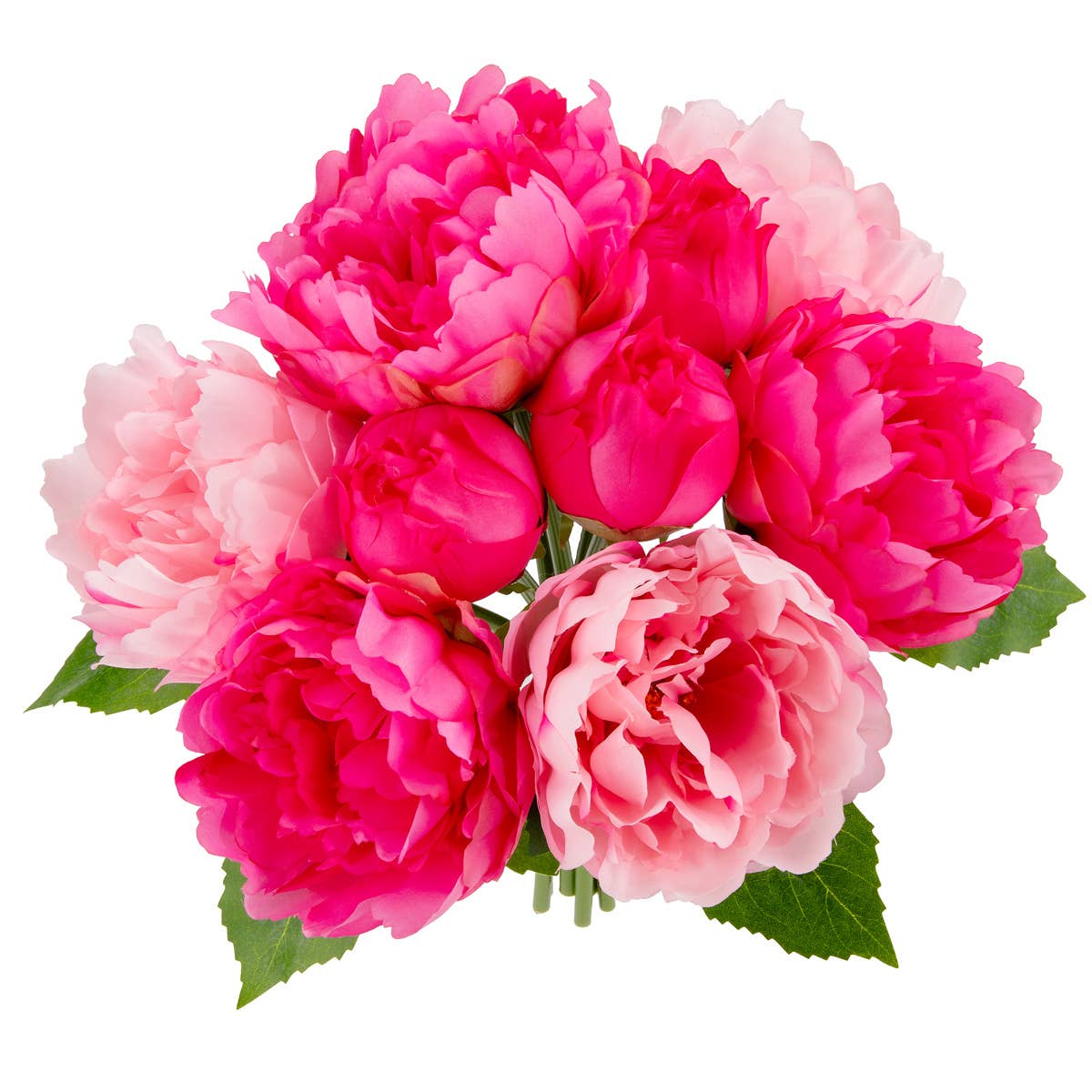 Eleganza Floral – wholesale Konstgjorda blommor – 36 cm Pionbukett x 10 huvuden Mörkrosa1