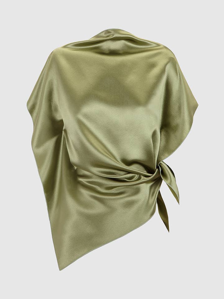 TOP ‘PAÑOLETA’ IN SETA VERDE TENDRIL per la vendita all'ingrosso da parte di BIAAF