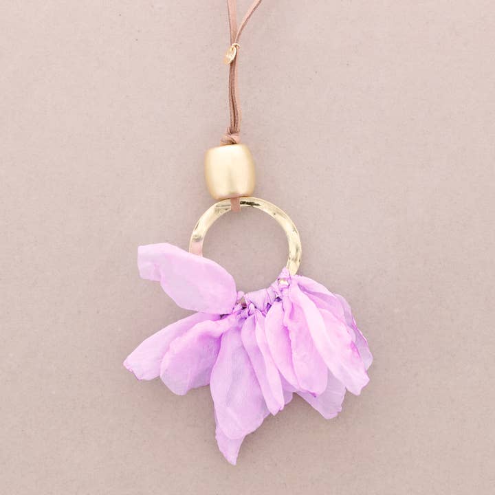 Sonata - Wholesale Halskettinghanger - Halsketting met lange ronde hanger, metaal, bloemenstof10