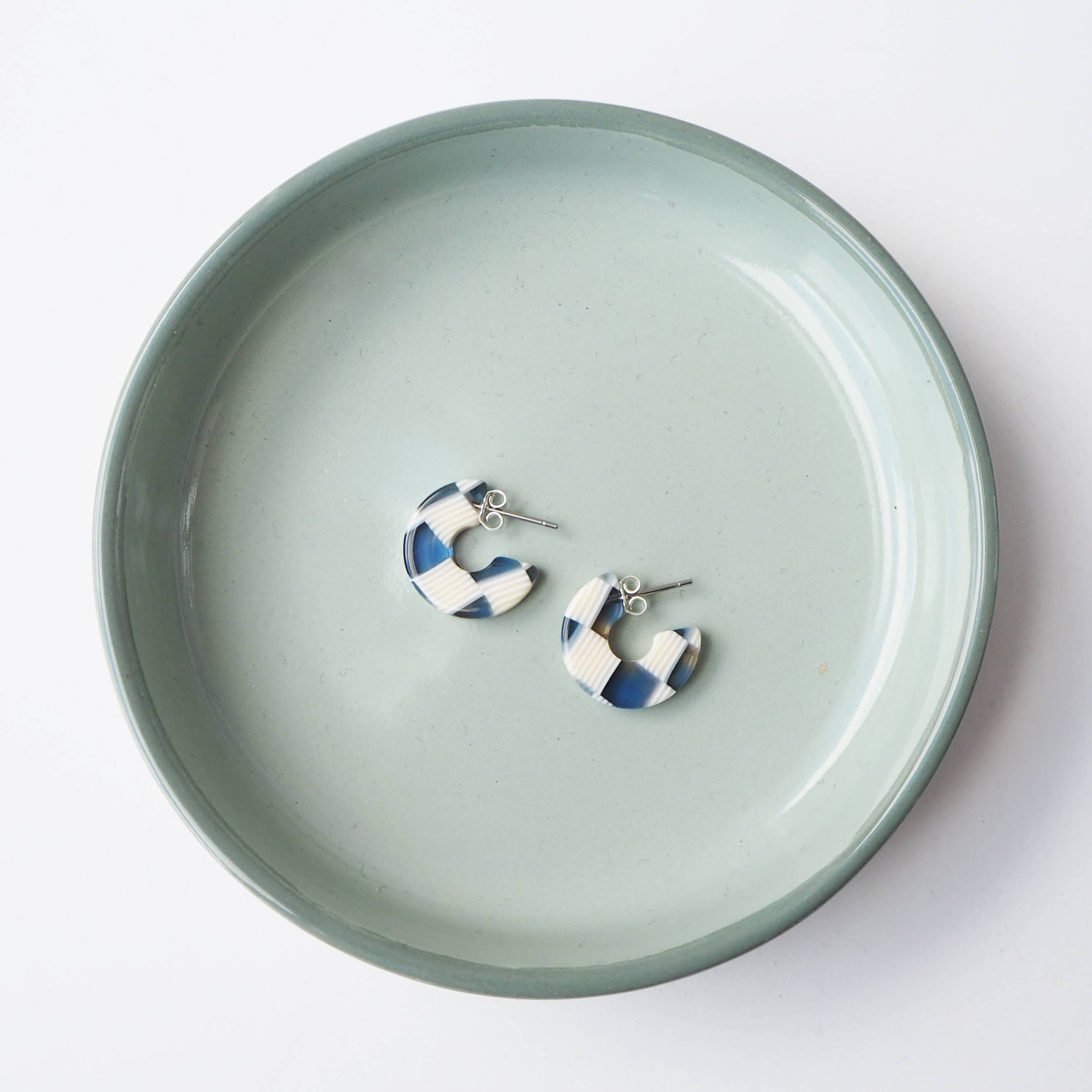 Custom Made - Wholesale Hoop Earrings - Ocean Checker Super Mini Acetate Resin Small Hoop Earrings4