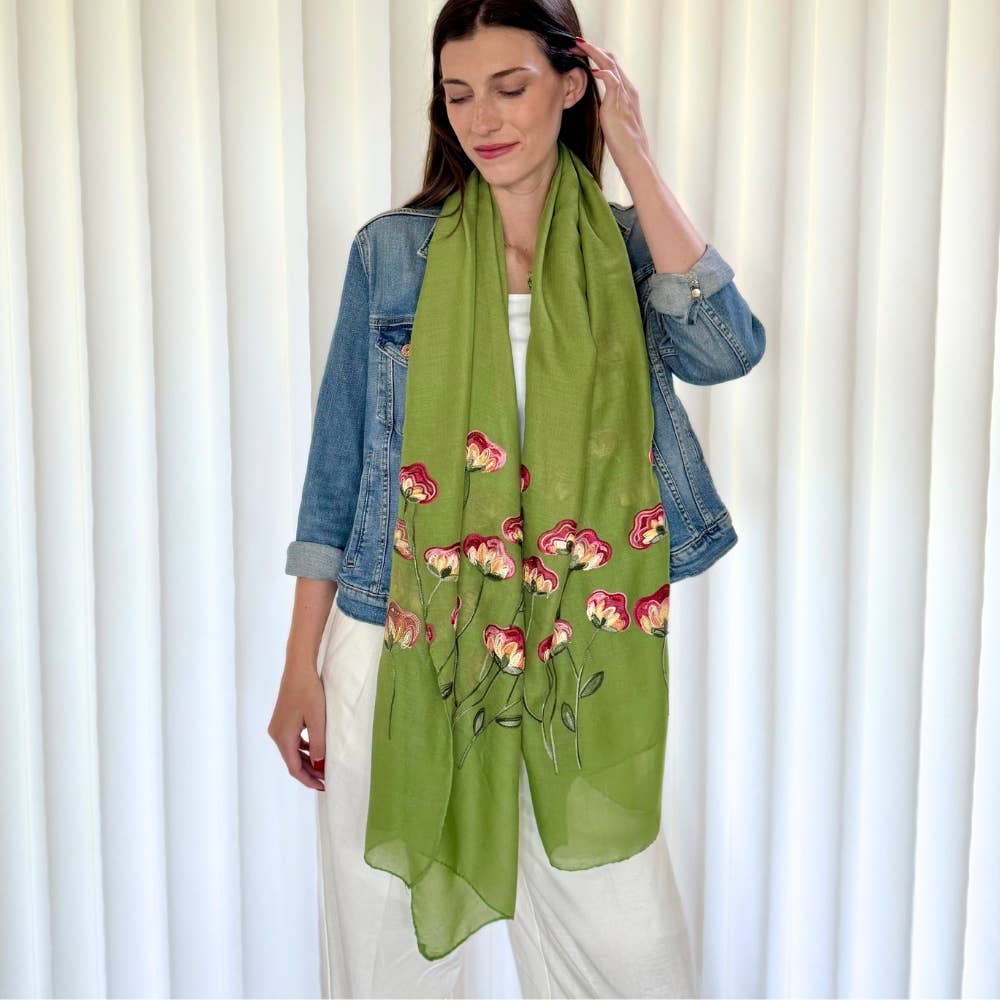 Humble Hilo – Engroshandel Tørklæde - Dame – Humble Hilo Broderet tørklæde/sjal med blomster67