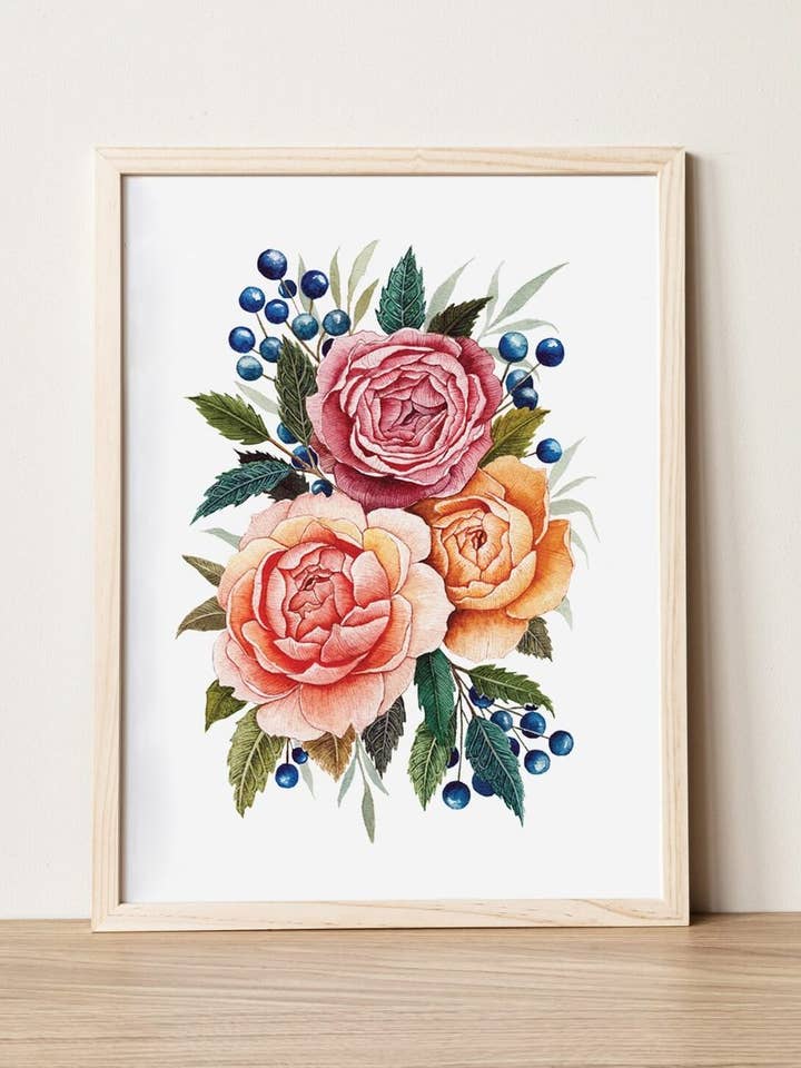 Roses A3 print for wholesale by Shannon Casey