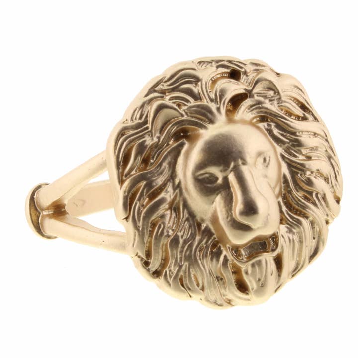 Gold Lion Head Ring for wholesale by Jane Marie