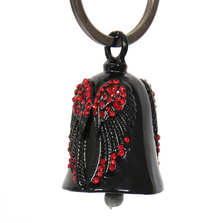 Hot Leathers Angel Wings Red Stones Bell BEM1005 for wholesale by Hot Leathers