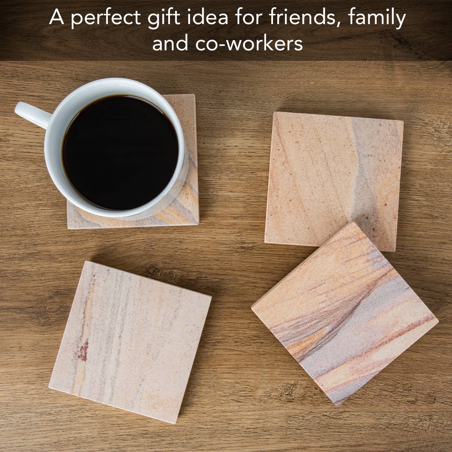 CounterArt/Highland Home/Thirstystone/CoasterStone - Wholesale Onderzetters - Thirstystone Rainbow Natural Sandstone Coaster, 4 stuks4