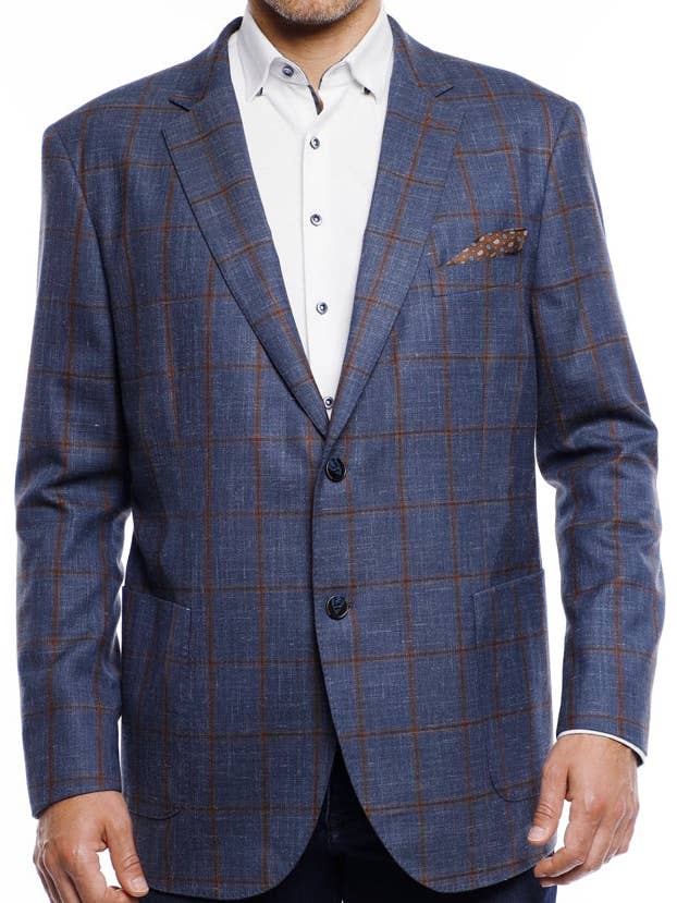 Blauw met bruine en bruine plaid voor wholesale door Luchiano Visconti