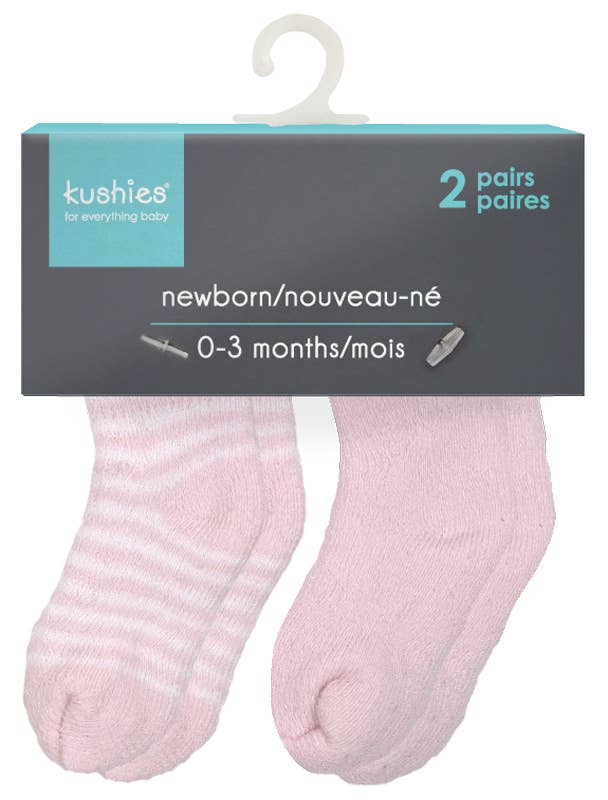 Kushies Baby - Wholesale Sokken - Baby - Babysokjes Terry - Set van 2 roze 0-3M4