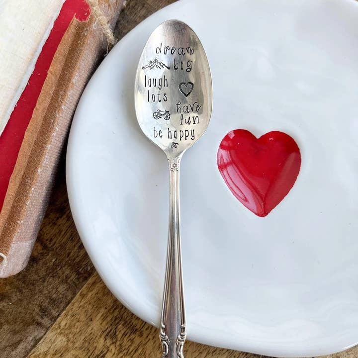 The Sassy Barn - Wholesale Table Spoon (Cutlery) - Dream Big, Laugh Lots Vintage Stamped spoon