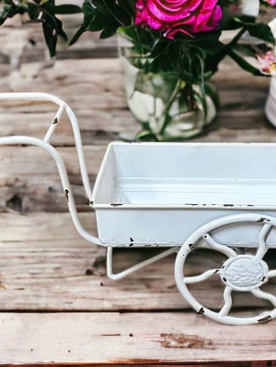 White Distressed Flower Cart for wholesale by DNS Designs