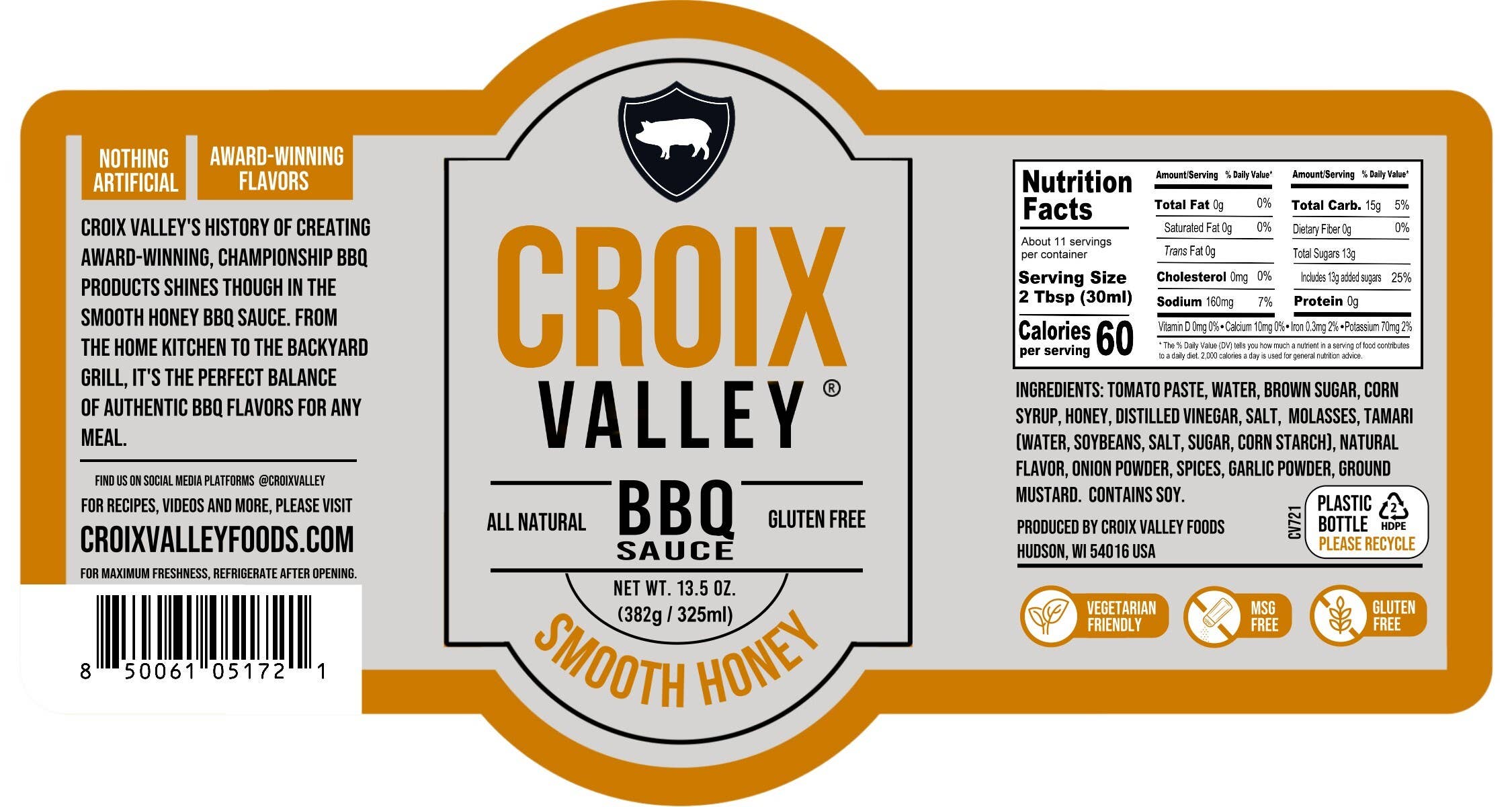 Croix Valley Foods - Wholesale BBQ Sauce - Foundry Series Smooth Honey BBQ Sauce1
