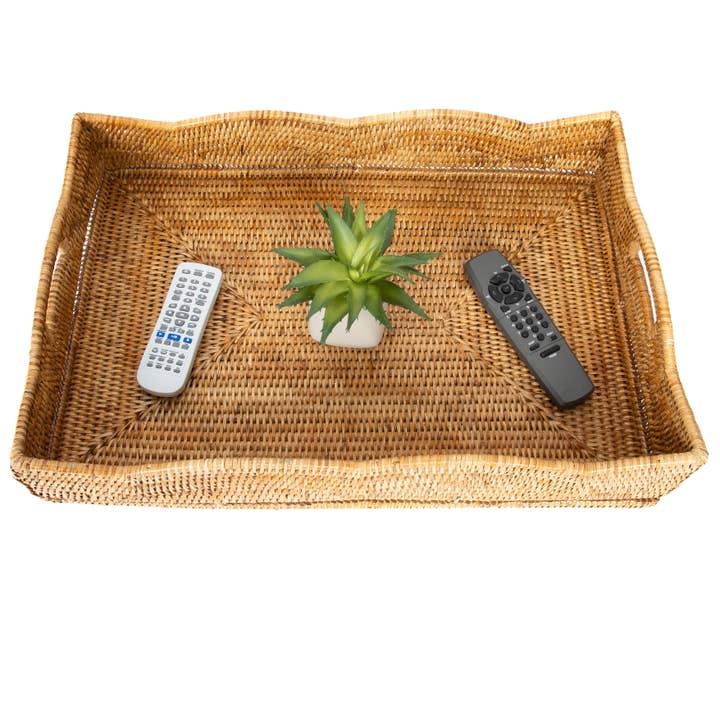 Artifacts Trading Company - Wholesale Decorative Tray - Artifacts Rattanâ„¢ Scallop Collection Rectangular Tray