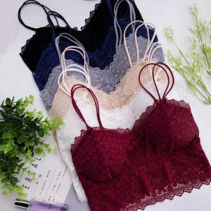 Womens Sexy Lace Trim Bralette Stretchy Strap Smocked Sheer Mesh Back  Crochet Lace Bralette Pad Bra Comfy Tops, Red, Small : : Clothing,  Shoes & Accessories