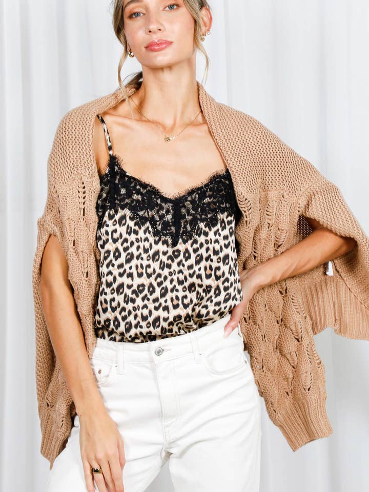 Adjustable Straps Lace Trim Camisole Top VT30689 for wholesale by Vine & Love