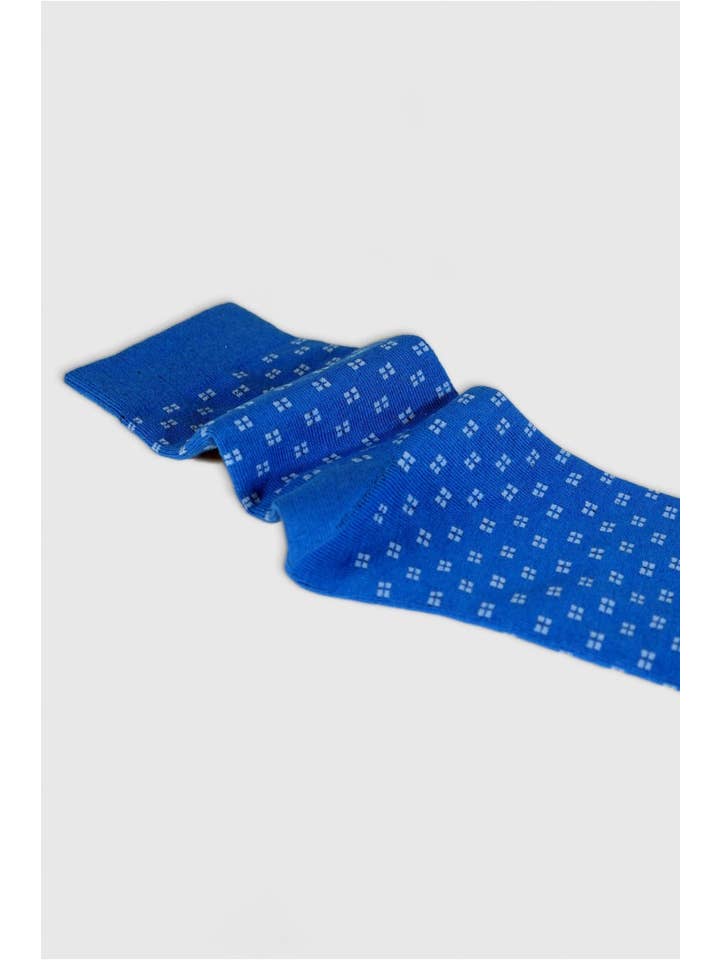 AZULON Blue cotton socks model Cuadrillo for wholesale on Faire1